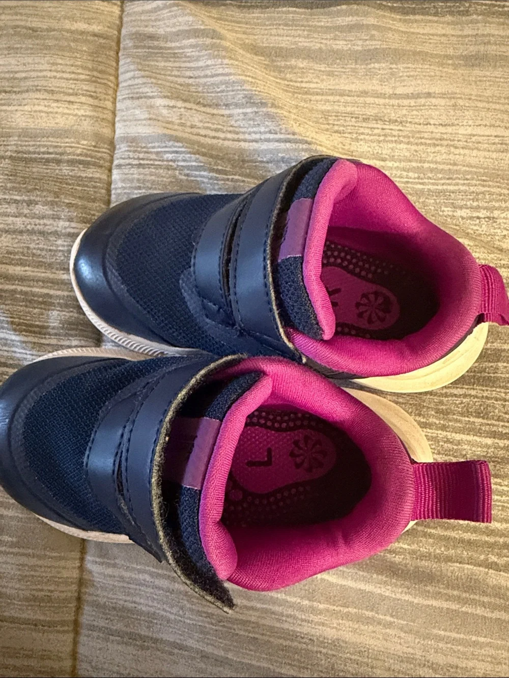 Nike Kids Navy and Pink Velcro Sneakers